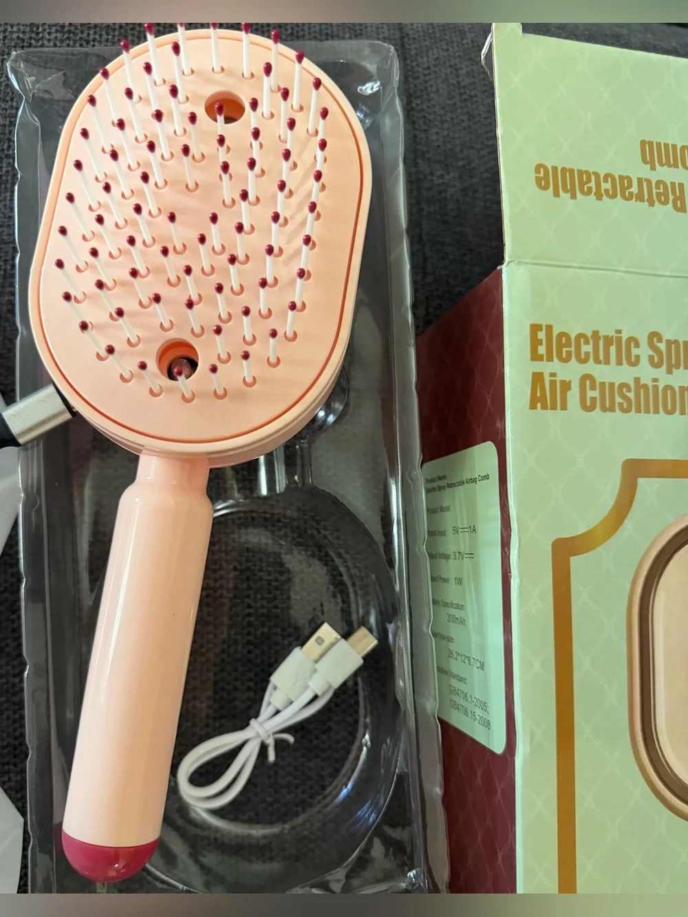 Electric Spray Retractable Air Cushion Comb - Pink